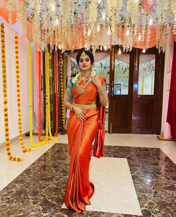 Vibrant Orange Saree